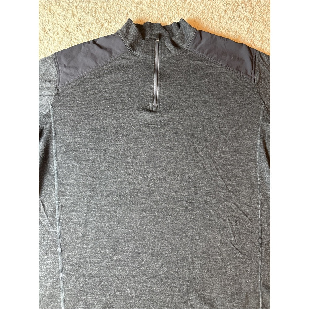 Kuhl‎ Sweater Mens Large 1/4 Zip Gray 100% Merino Wool Outdoor Core Hiking EUC